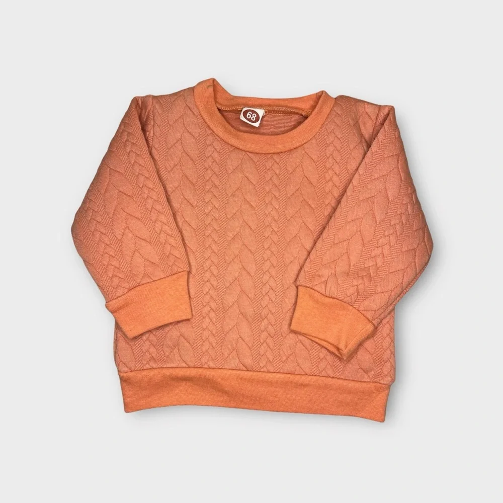 Shein 2 Piece Quilted Orange Cream Sweater & Jogger Set